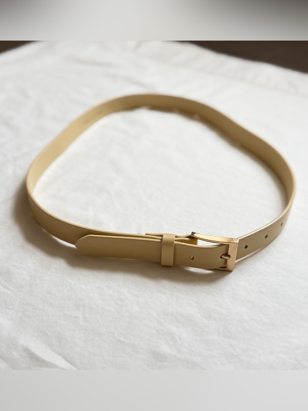NAKD 100% Leather Cream Gold Buckle Belt